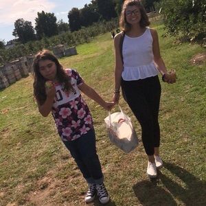 White flared tank top.